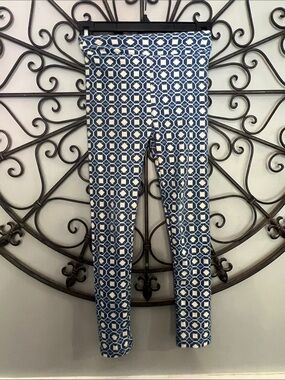 LuLaRoe Blue & White Geometric Kids Leggings